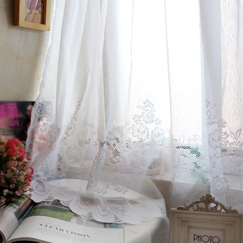 1 шт. кружевные сетчатые короткие занавески с карманом для штанги кухни двери