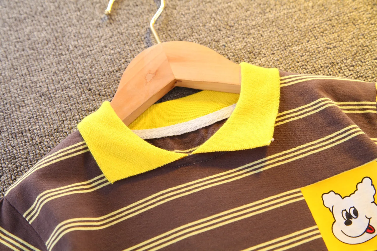 Летняя одежда для маленьких мальчиков голубая белая полосатая футболка с