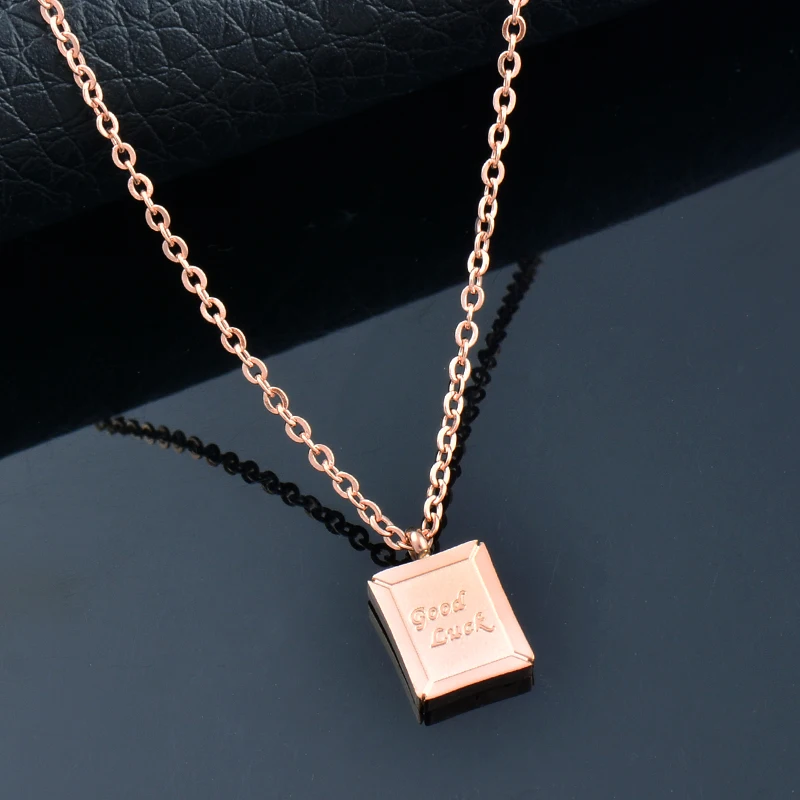 

SINLEERY Square Letter Pendant Ladies Chain Stainless Steel Necklace For Women Rose Gold Color Jewelry 2021 New Arrival XL307 SK