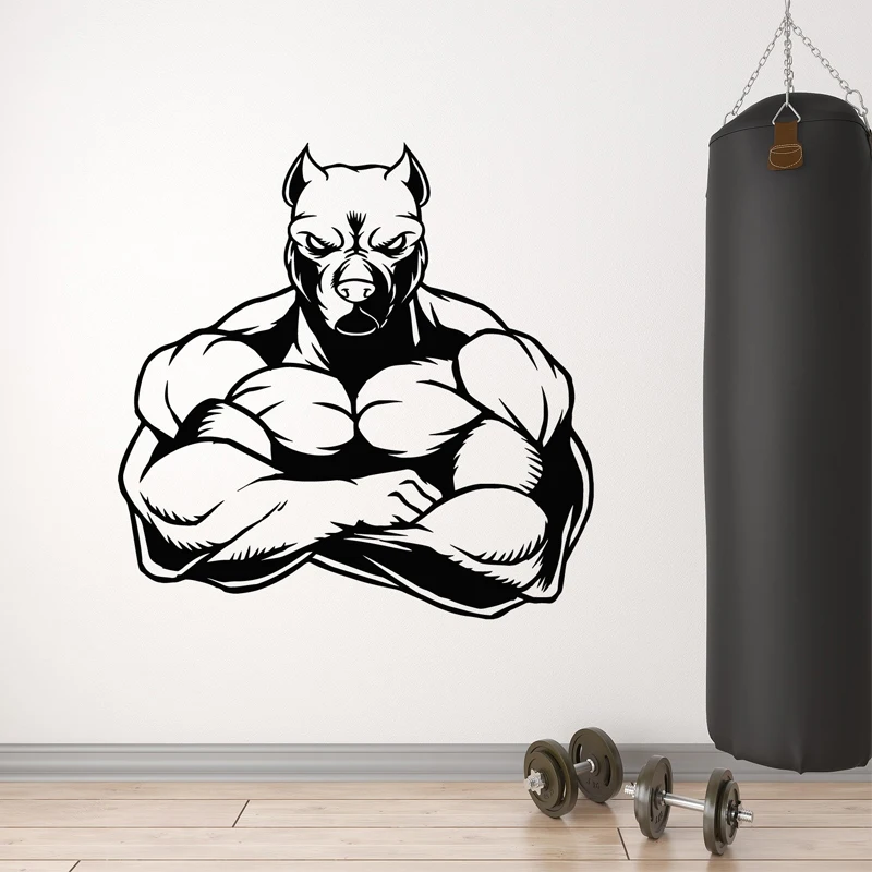 

Muscled Dog Wall Decal Gym Vinyl Decal Gymnasium Decor Fitness Club Wall Art Mural Removable Home Decoration Strong3789
