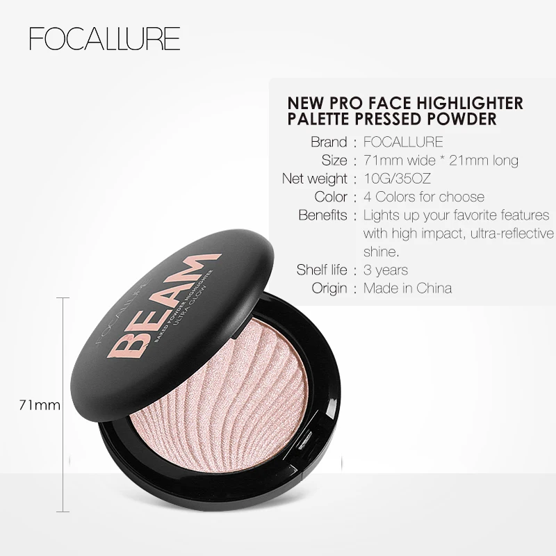 FOCALLURE Новинка 4 цвета ультра светящийся луч хайлайтер палитра пудра Макияж
