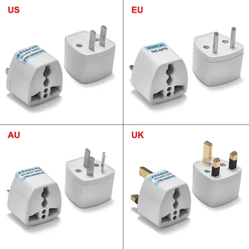 

50pcs US EU AU UK Plug Adapter International European Euro Australian American Travel Power Plug Converter Change Plug