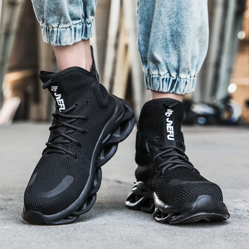 

Work Safety Shoes For Men Summer Breathable Boots Working Steel Toe Anti-Smashing Construction Safety Work Sneakers