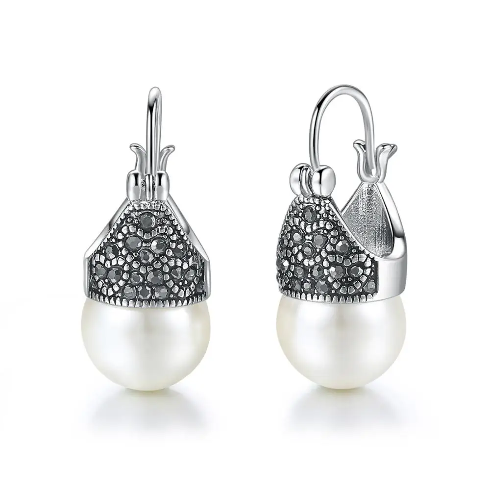 MOONROCY Free Shipping Fashion Jewelry wholesale Vintage Cubic Zirconia Crystal Imitation Pearl Earrings Vintage rings Gift - Окраска металла: 02
