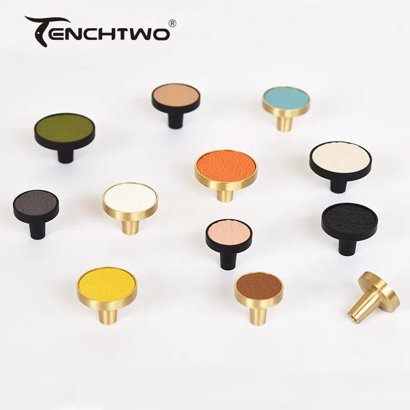 Роскошные кожаные латунные технические ручки для кухонного шкафа шкаф коробка