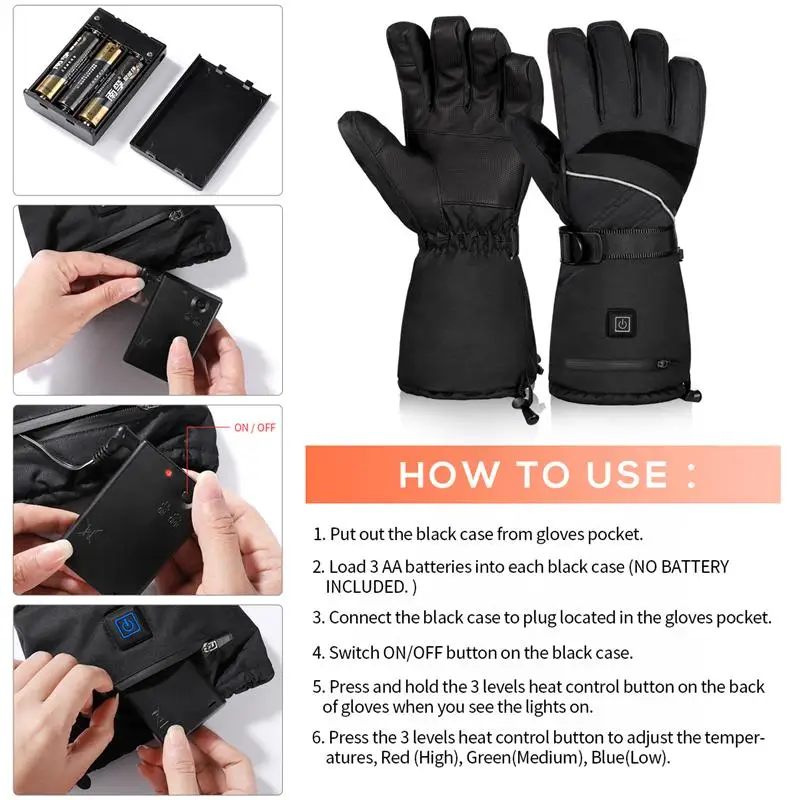 Пара с подогревом перчатки Утепленная одежда 3 уровня грелка для рук