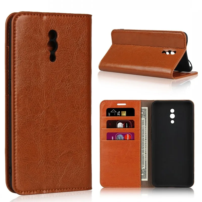 Light Brown Модный чехол-кошелек из натуральной кожи для мобильного телефона Oppo Reno с отделением для карт Coque Etui - Цвет: Light Brown