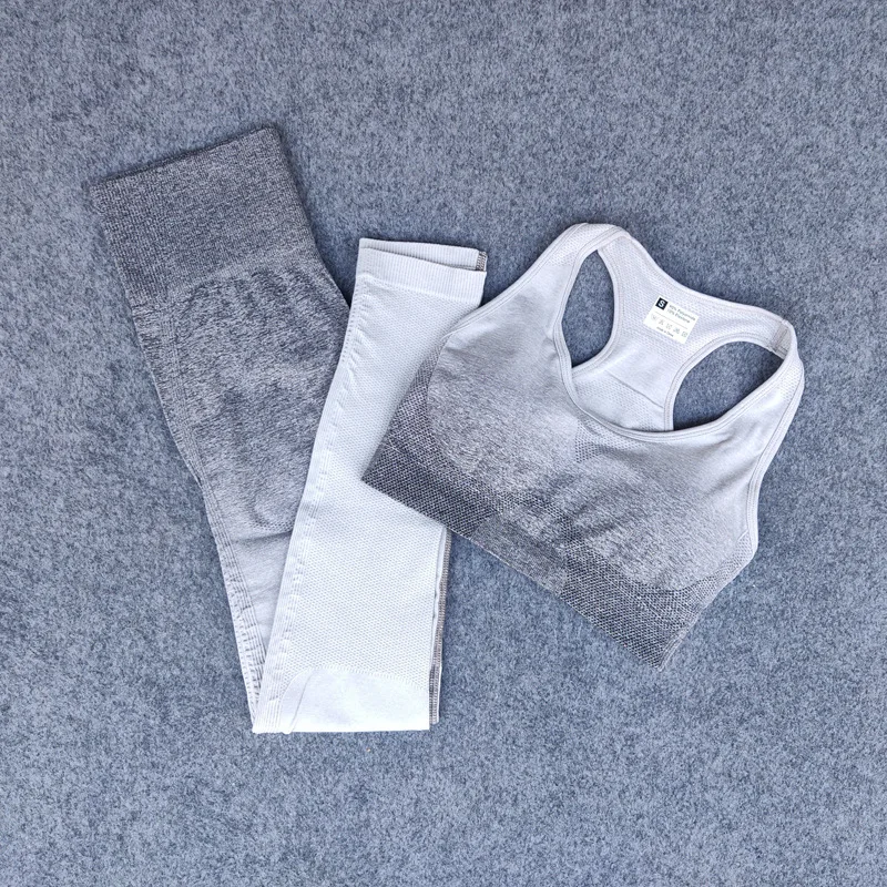 

Women Yoga Set Seamless Fitness Clothing Long Sleeve Crop Tops Gym Sport Bra Tights High Wiast Pant Workout Leggings Running