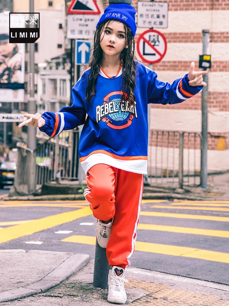 Новый костюм в стиле хип-хоп для девочек детские свободные танцевальные костюмы