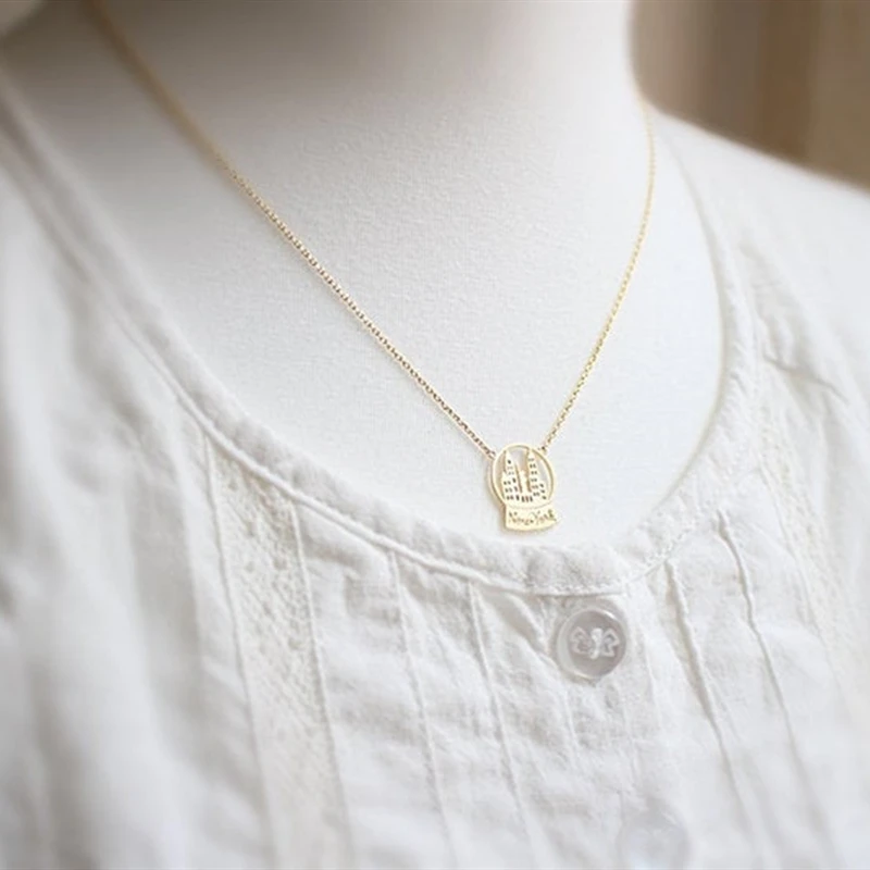 Ожерелье с подвеской городской пейзаж из нержавеющей стали|gold chain choker|chain chokergold |