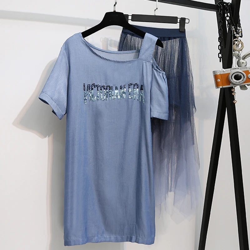 Женское вечернее платье с блестками и буквенным принтом комплект из 2 предметов