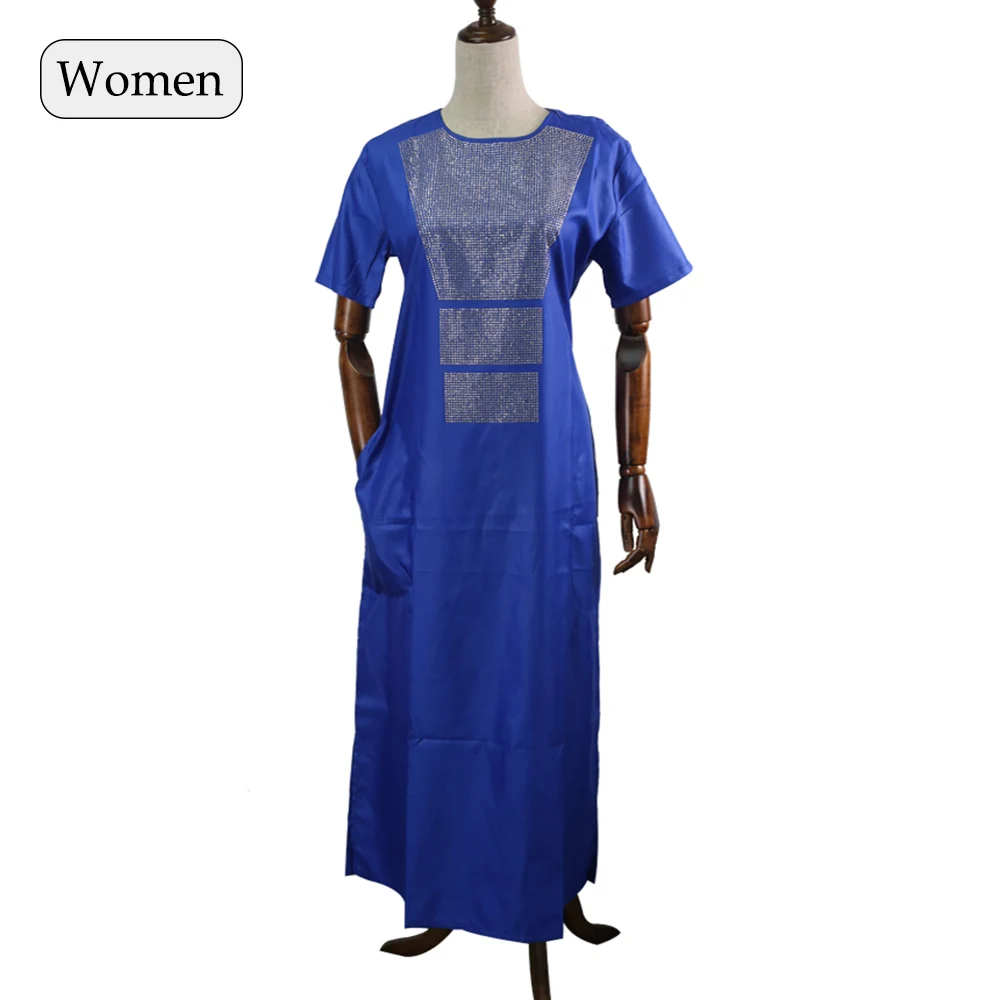 moda hombre dashiki, африканская одежда для мужчин, рубашки, брюки, Костюм хиппи, мужские костюмы, верхняя одежда, штаны, набор, vetement homme 3xl 4xl - Цвет: Women Blue