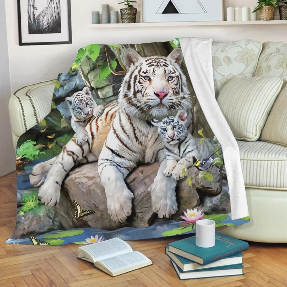 

Плюшевое Флисовое одеяло с 3D принтом тигра, модные стеганые одеяла для взрослых для дома и офиса, моющееся одеяло, повседневное детское одея...