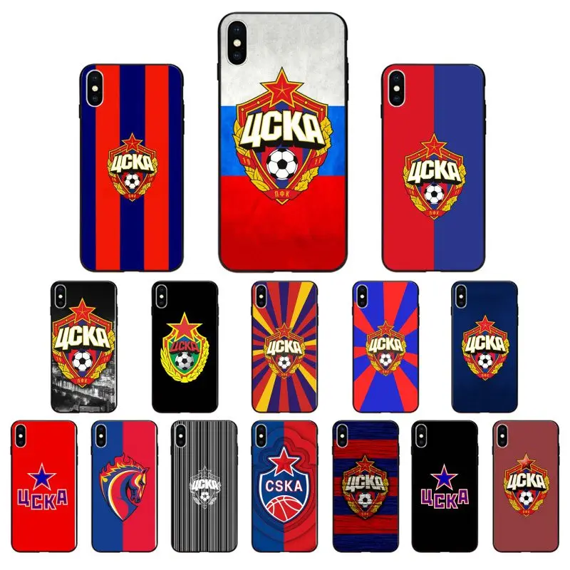 Yinuoda PFC CSKA Москва ТПУ мягкий черный чехол для телефона iPhone 5 5Sx 6 7 7plus 8 8plus X XS MAX