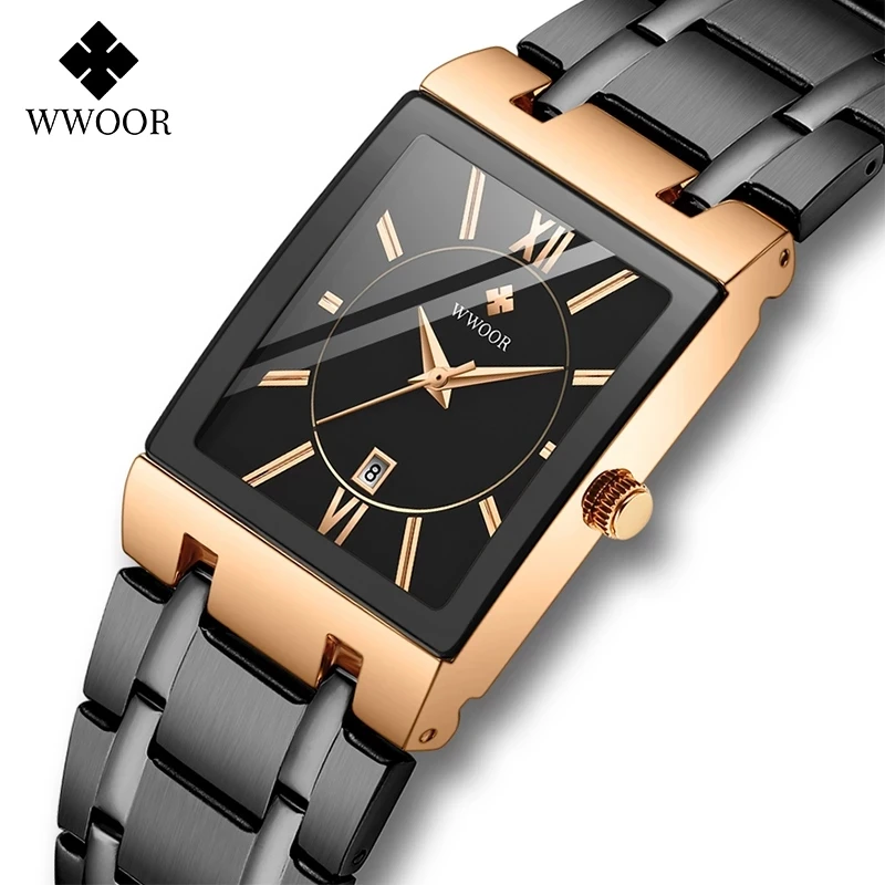 

WWOOR 2021 Brand Women Watch Fashion Casual Square Ladies Quartz Watches Waterproof Rose Gold Simple Luxury Women's Wrist Watch