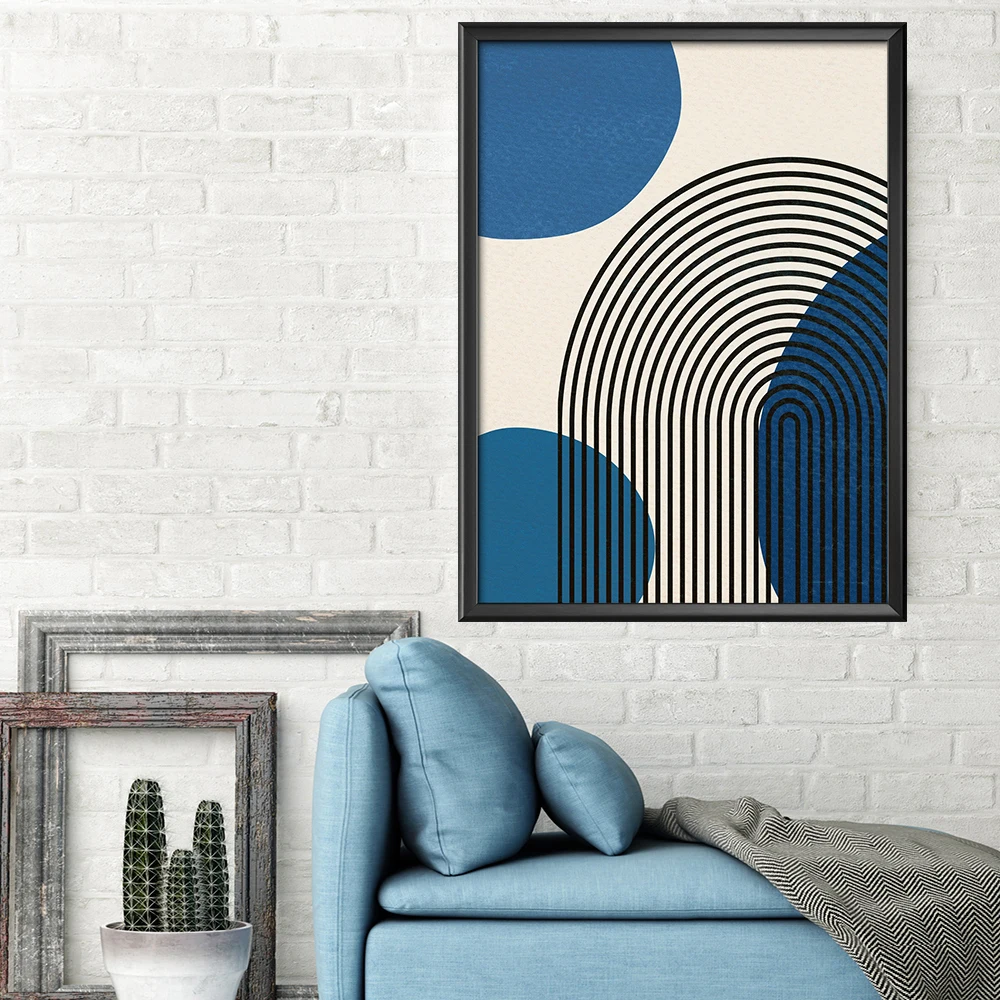 

Blue And Black Lines Abstract Artwork Art Prints Trend Canvas Poster Quote Painting Motivation Wall Pictures for Living Room