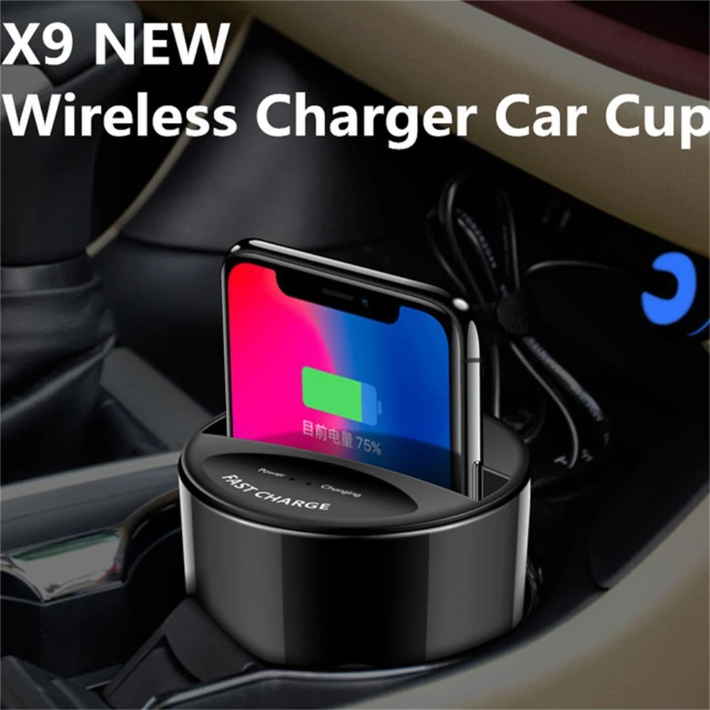 10W car Wireless Charger Cup with USB Output voor for iPhone XS MAX/XR/X/8 SAMSUNG Galaxy s9/S8/S7/S6/Note8/Note5