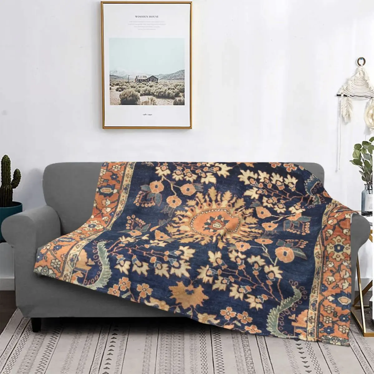 

Персидское цветочное одеяло Sarouk, винтажное персидское плюшевое теплое флисовое Флисовое одеяло в европейском стиле Бохо для дивана, кроват...