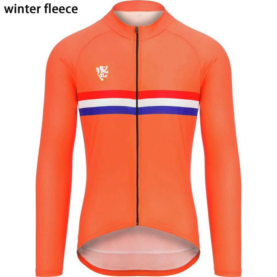 long sleeve Мужская зимняя одежда из флиса с длинным рукавом и без флиса, одежда для велоспорта красного, черного, синего, оранжевого, серого цвета - Цвет: long sleeve
