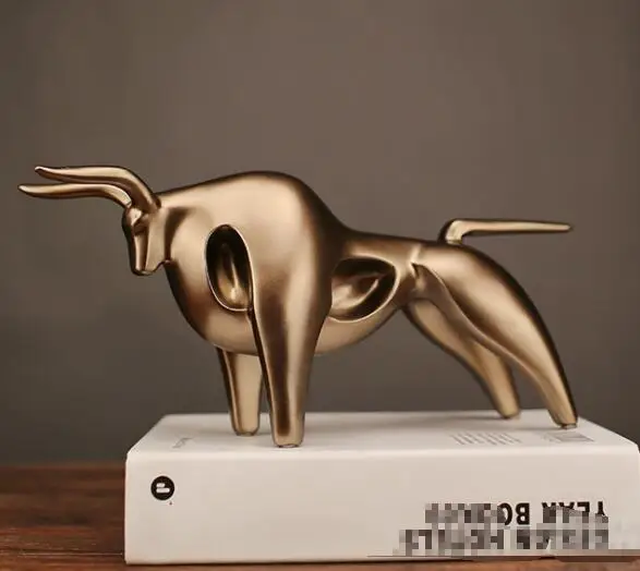

SALES MODERN ABSTRACT GOLDEN CALF STATUE RESIN DECORATION HOME ACCESSORIES GIFT GEOMETRIC TAURUS SCULPTURE CRA