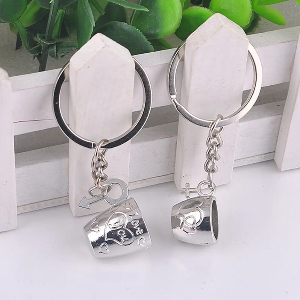 

2021 Fashion Creative Romantic Couple Cups Keychain for Lovers Metal Keychain Wedding Gifts Wholesale 2Pcs/Pair