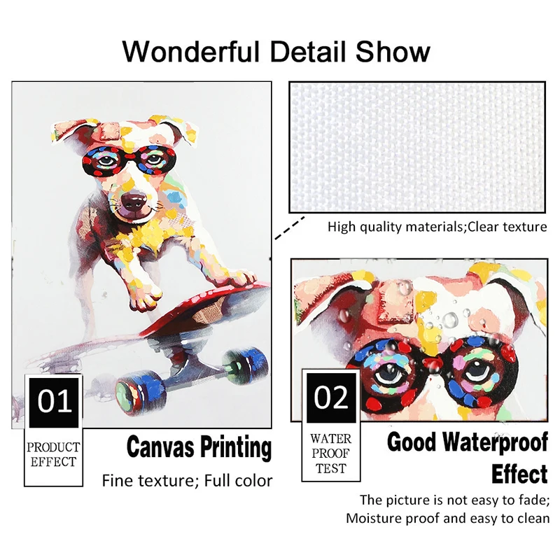 Dog Playing Scooter Canvas Print Oil Painting Hand Painted Living Room Abstract Wall Pictures Hoom Decor Animal Posters | Дом и сад