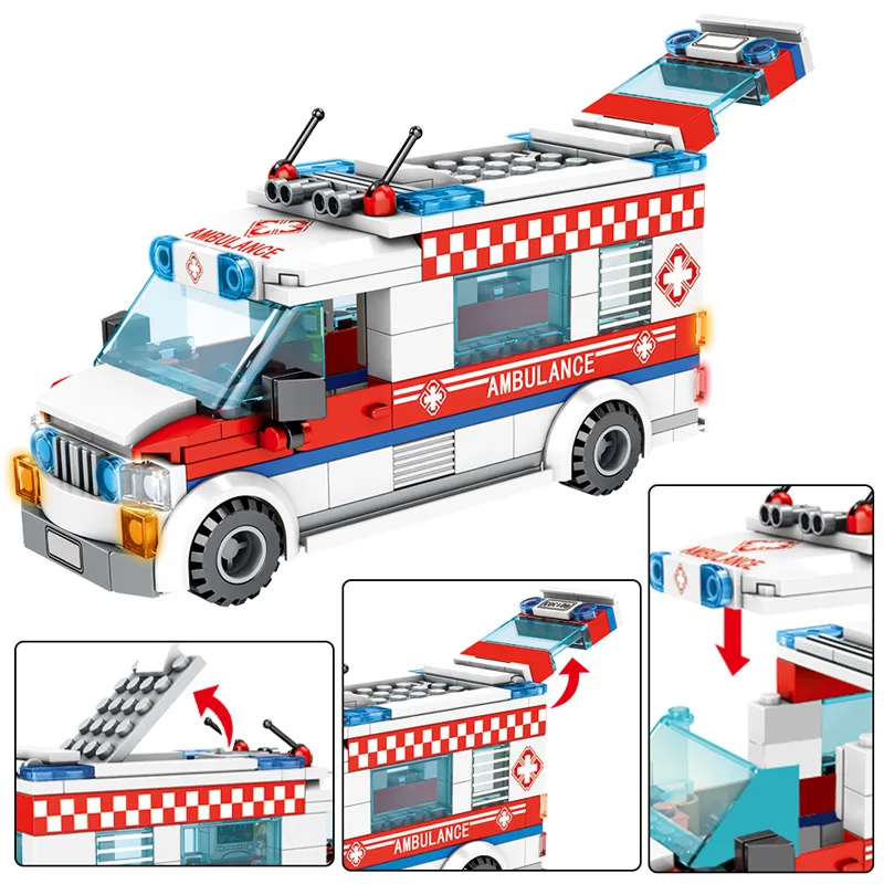 Городская модель мороженого автомобиль строительный блок друзья город скорая