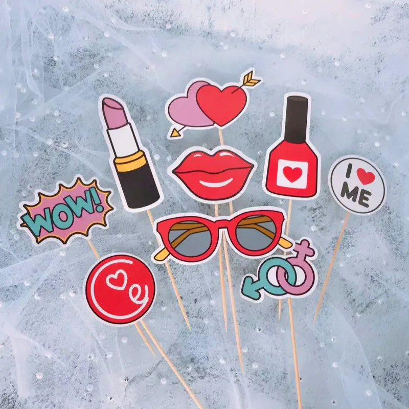 9 шт стильные розовые губные помады с надписями для торта украшения девочек на