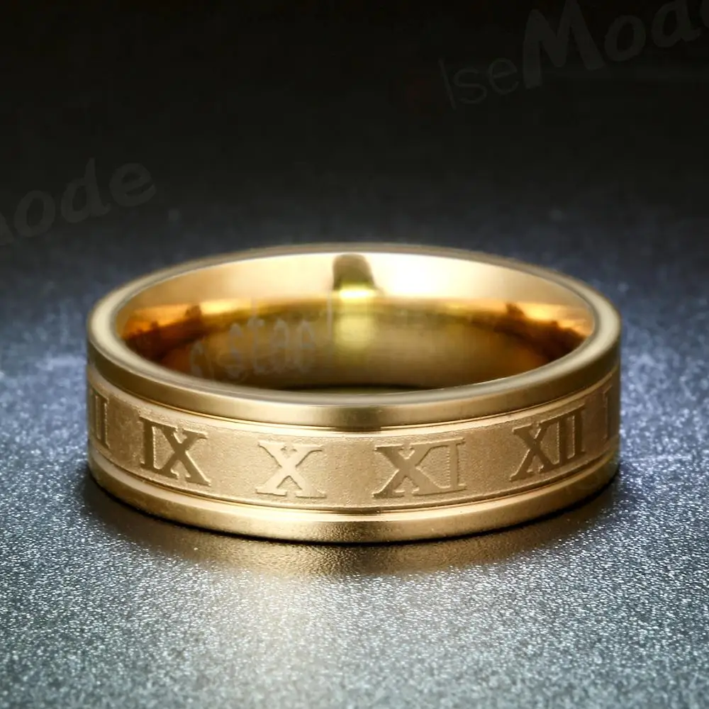 ELSEMODE 6 мм римские кольца с цифрами мужские золотые стальные черные панковские из