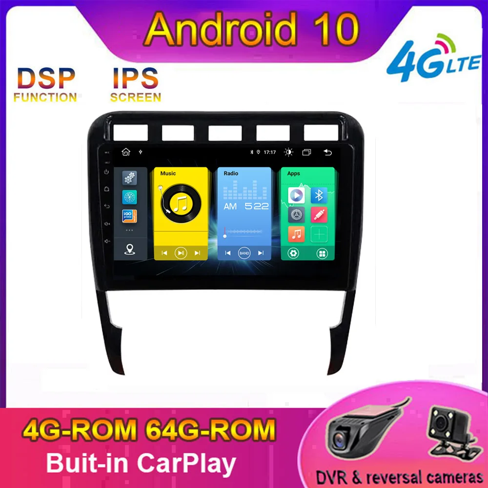 

KJ-NAVI CARPLAY Android 10.0 Car Radio Multimedia Stereo Player GPS Navigation For Porsche Cayenne 2002-2010 NO DVD