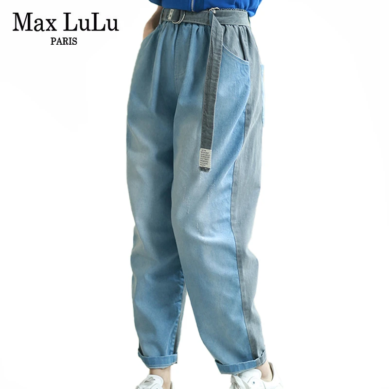 Max LuLu Новинка Весна 2020 модные корейские Брендовые женские джинсы в стиле пэчворк