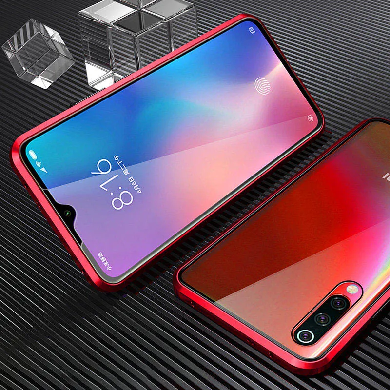 Магнитный металлический чехол для Xiaomi Mi 9 SE CC9 A3 переднее и заднее стекло телефона
