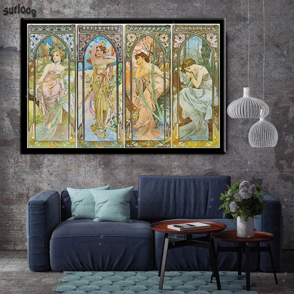 Плакат Альфонсе мухи в классическом стиле настенная живопись постеры на холсте