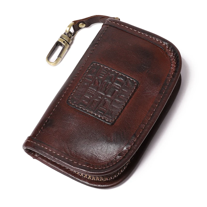 

Handmade key holder men's genuine leather large capacity waist hanging car key case card case household key case