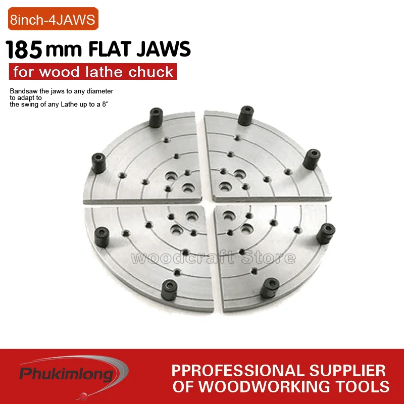 

Phukimlong 8inch jaw lathe chuck, 185mm flat jaw, 4 Jaws Wood Lathe Chuck,mini lathe woodworking, machine tool accessories Suits