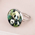 Кольцо с изображением панды из бамбука Sichuan, регулируемое сувенирное кольцо с мультяшным рисунком панды, подарок для детей, Прямая поставка