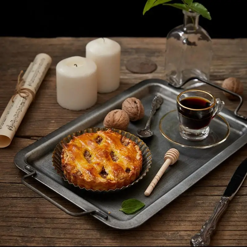 Европейская ретро квадратная железная пластина с ручками металлический