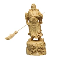 boxwood wood carving loyalty qianqiu guan gong ornaments wu cai god solid wood figure buddha wood carving craft gift