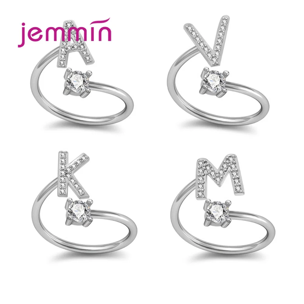 Корейские стильные модные женские кольца из стерлингового серебра 925 пробы с кубическим цирконием и кристаллами, открытые кольца с надпись...
