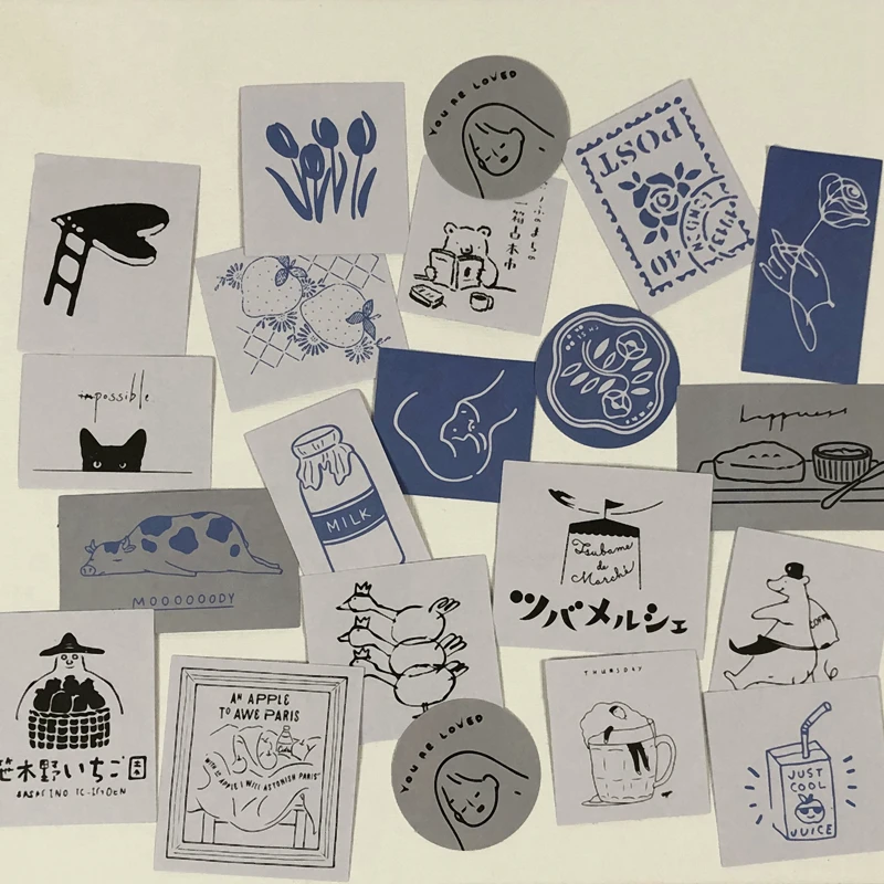 

60Pcs Cute Korea Ins Fresh Simple Salt Illustration Sticker DIY Scrapbooking Album Diary Label Decoration Stickers