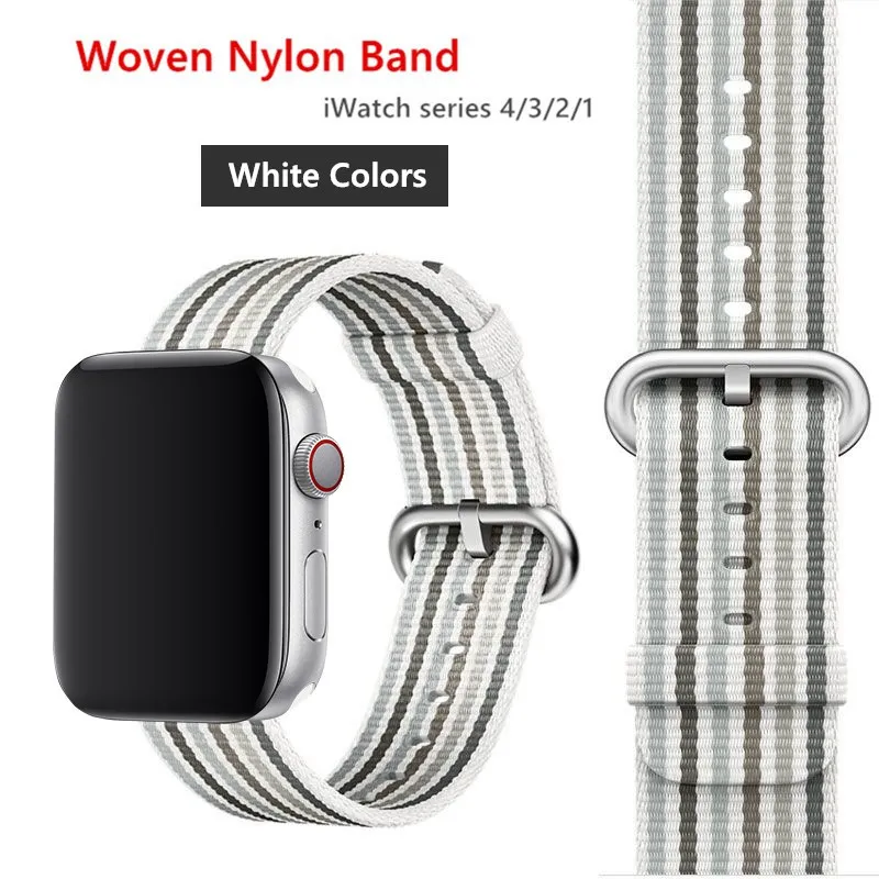 white colors Нейлоновый ремешок для apple watch band 42 мм 38 мм iWatch 4 Band 44 мм 40 мм браслет ремень Спортивная петля ремешок для apple watch 4 3 2 1 - Цвет ремешка: white colors