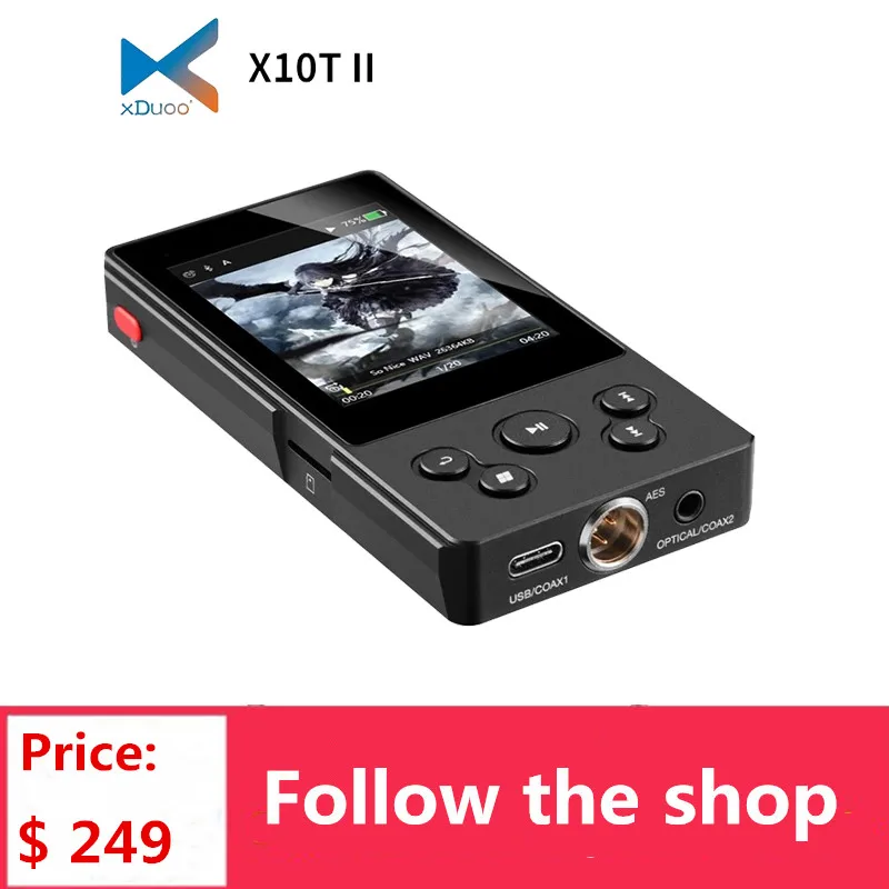 

XDUOO X10T II DSD128 PCM 384 кГц/32 бит X10TII высокопроизводительный проигрыватель музыки без потерь Bluetooth цифровой проигрыватель mp3-плеер