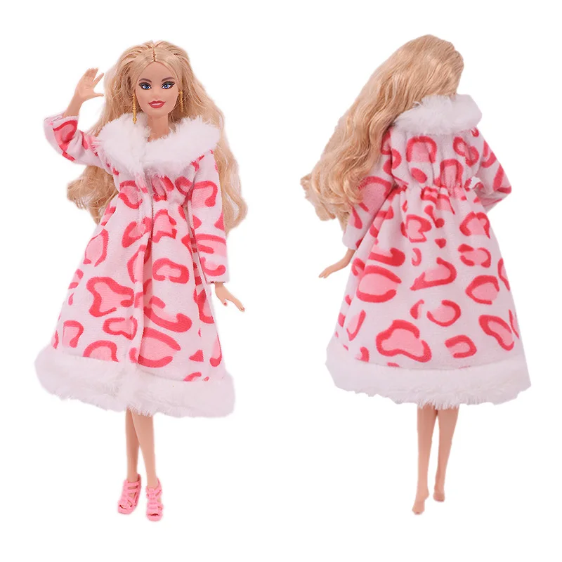 3 шт./компл. Одежда для куклы Барби Зимние теплые плюшевые пальто длинный свитер