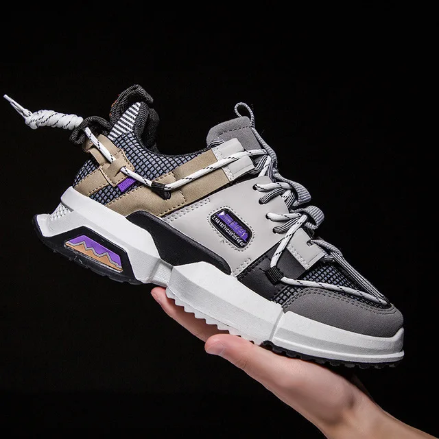 Мужские кроссовки легкие сникерсы из дышащего материала с сеточкой и шнуровкой