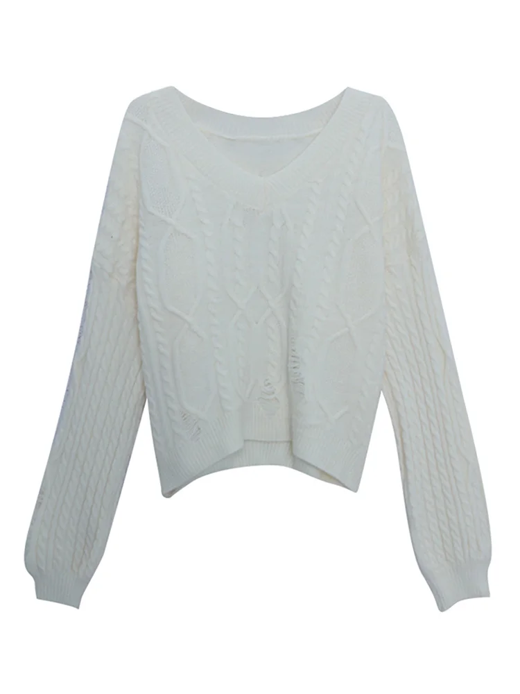 Белый свитер короткий женская Свободная верхняя одежда новинка 2021 Топ с длинным