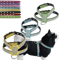 artificial diamond bling rhinestone bowknot dog vest harness nylon puppy leash cat chest strap belt small medium pet supplies