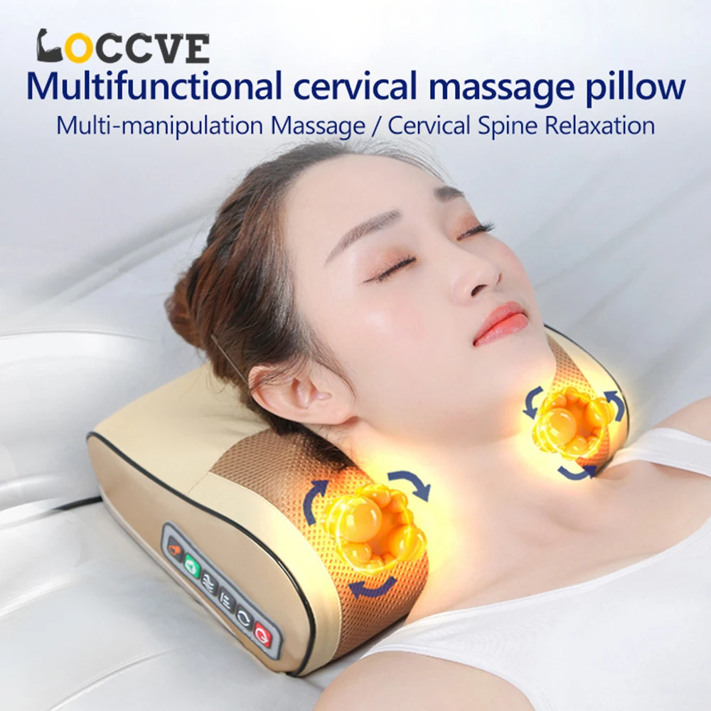 

LOCCVE Massage Pillow Infrared Heating Neck Shoulder Back Body Electric Massage Pillow Shiatsu Health Massage Body Relaxation