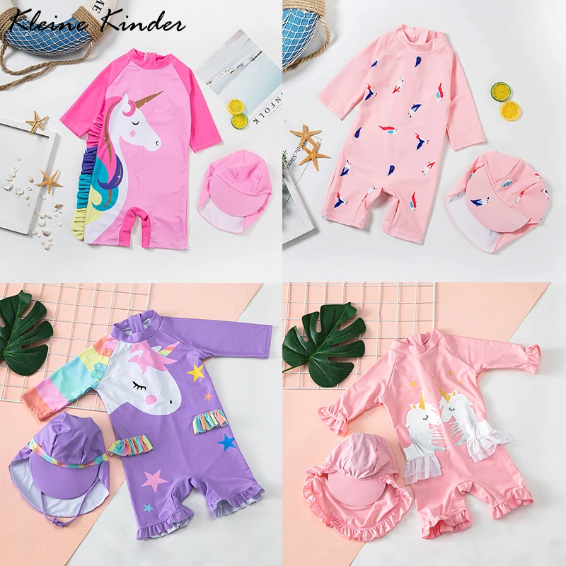 Женский купальник бикини для девочек Цельный с длинным рукавом детей UPF50 +