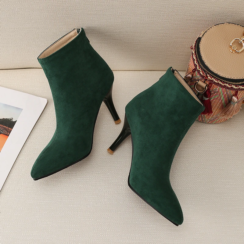 ZawsThia 2020 осень зима искусственная замша зеленые коричневые черные тонкие высокие