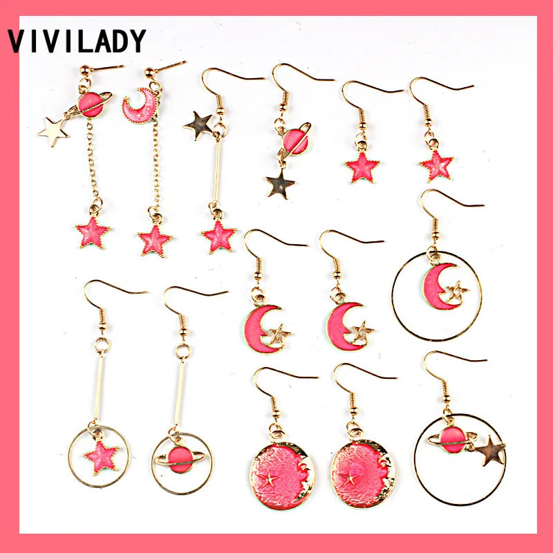 VIVILADY романтический стиль подвеска звезда на Луну Женские Висячие серьги голубой